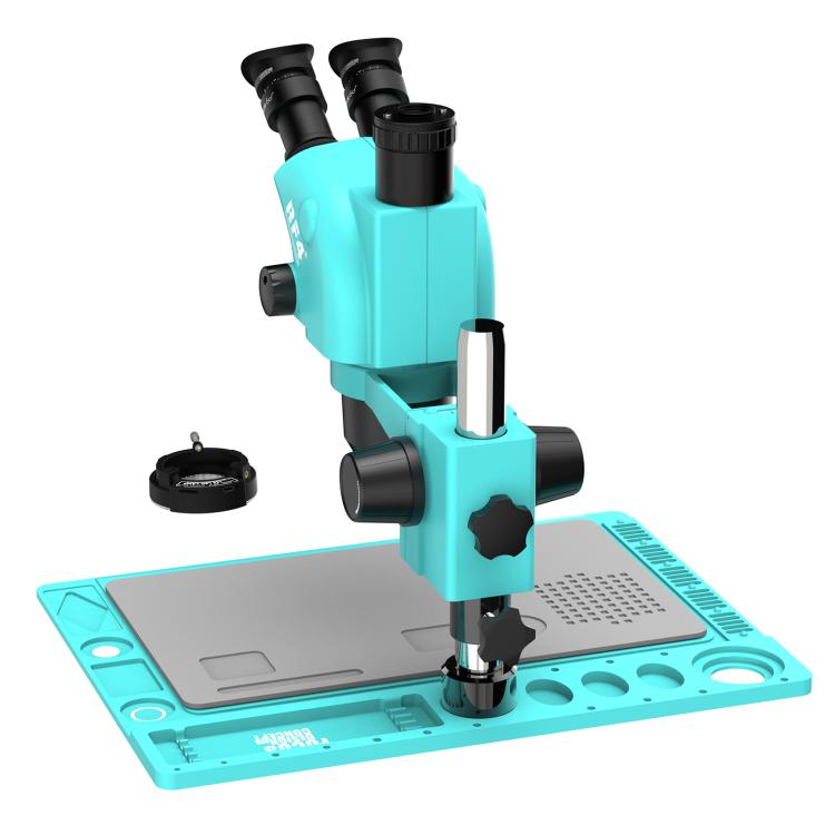 RF4 RF-6565TVD2 6.5X-65X Synchronous Zoom Trinocular Stereo Microscope with Aluminum Alloy Base - Blue