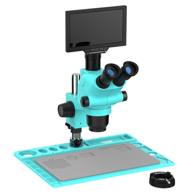 RF4 RF-6565TVD2-YS010W 6.5X-65X Synchronous Zoom Trinocular Stereo Microscope  with 10-inch HD Monitor - Blue