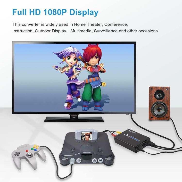 NK-H28 AV, S-VIDEO to HDMI, 3.5mm Audio Jack 1080P HD Video Converter