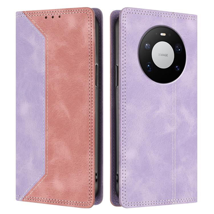 For Huawei Mate 80 Pro Skin Feel Two-tone RFID Blocking Vegan Leather Phone Case