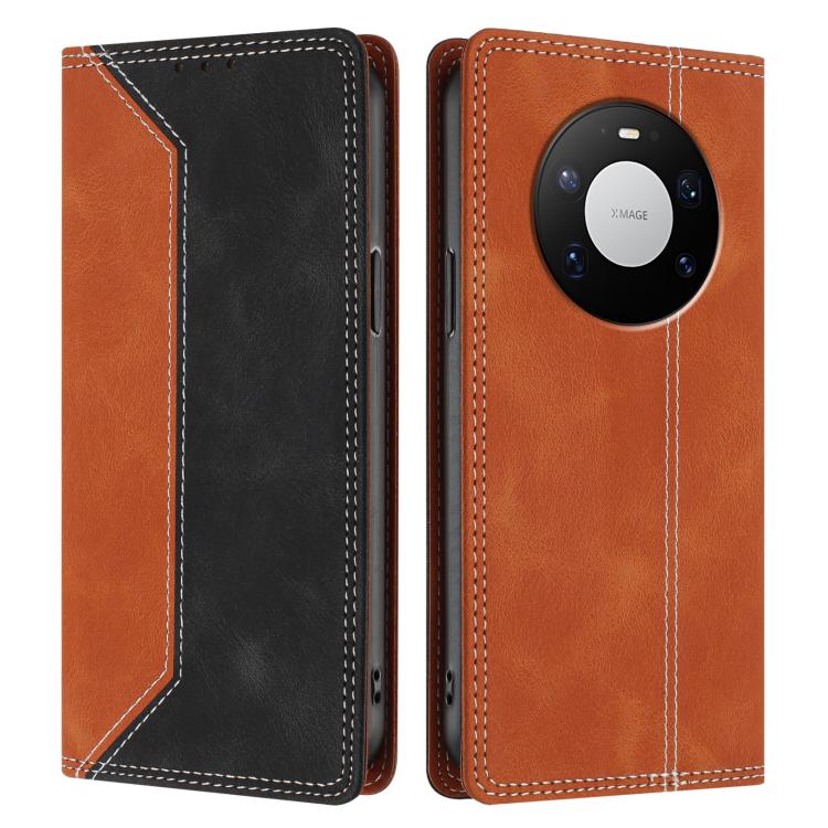 For Huawei Mate 80 Pro Skin Feel Two-tone RFID Blocking Vegan Leather Phone Case