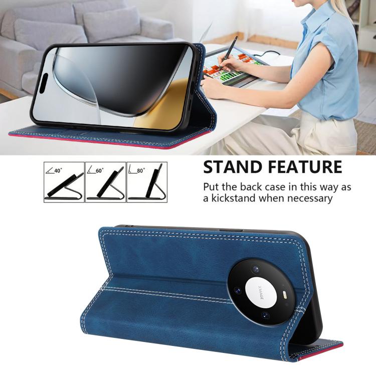 For Huawei Mate 80 Skin Feel Two-tone RFID Blocking Vegan Leather Phone Case