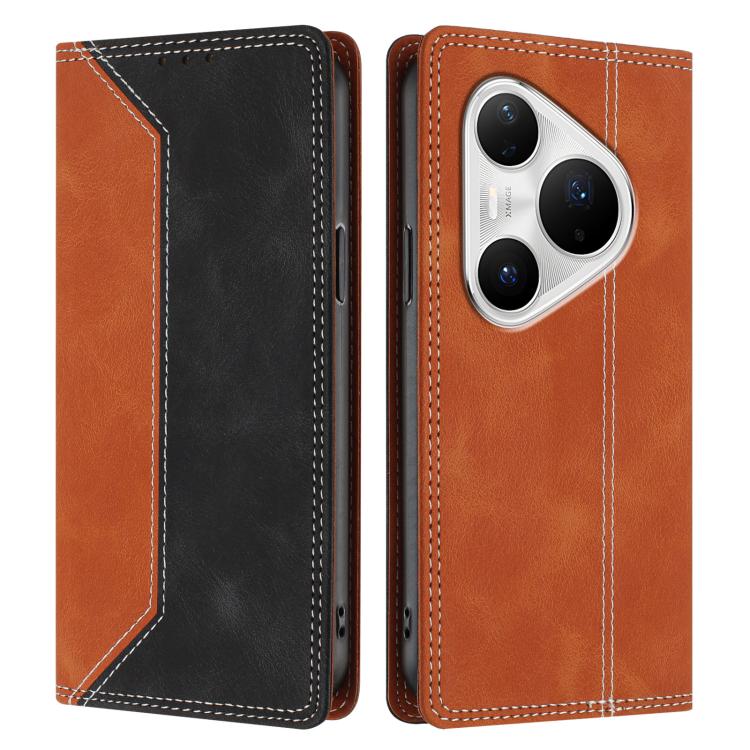 For Huawei Pura 80 Pro+ Skin Feel Two-tone RFID Blocking Vegan Leather Phone Case