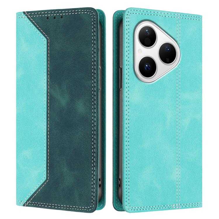 For Huawei Pura 80 Skin Feel Two-tone RFID Blocking Vegan Leather Phone Case