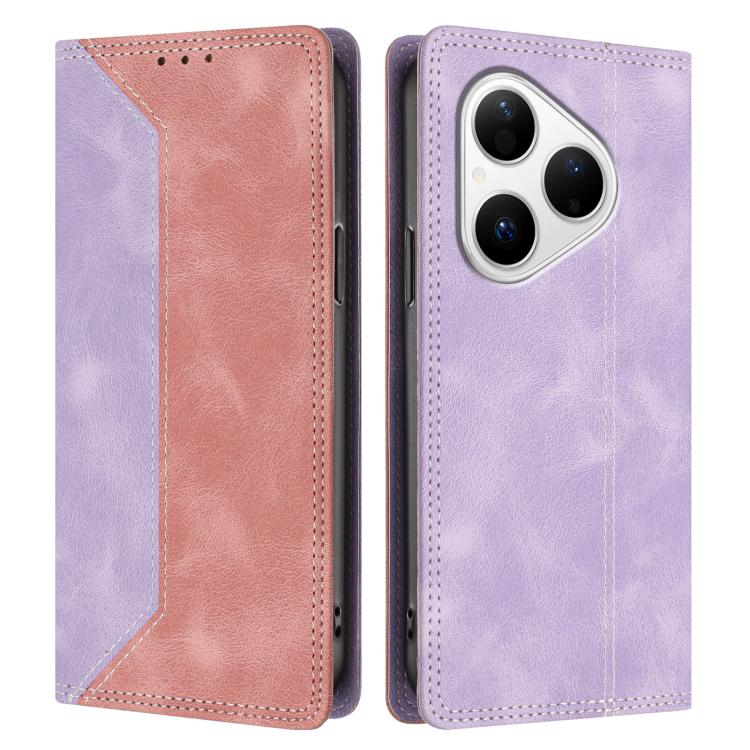 For Huawei Pura 80 Skin Feel Two-tone RFID Blocking Vegan Leather Phone Case