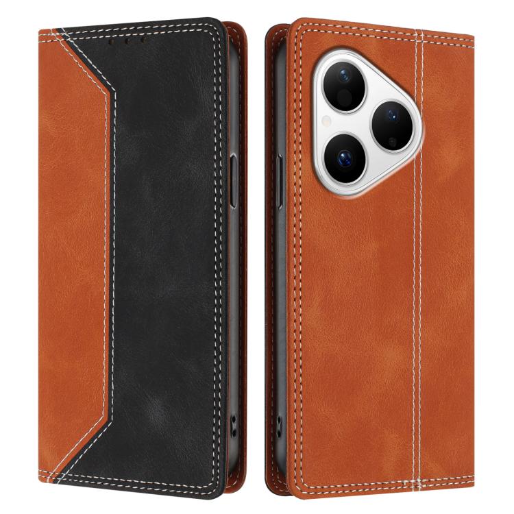 For Huawei Pura 80 Skin Feel Two-tone RFID Blocking Vegan Leather Phone Case