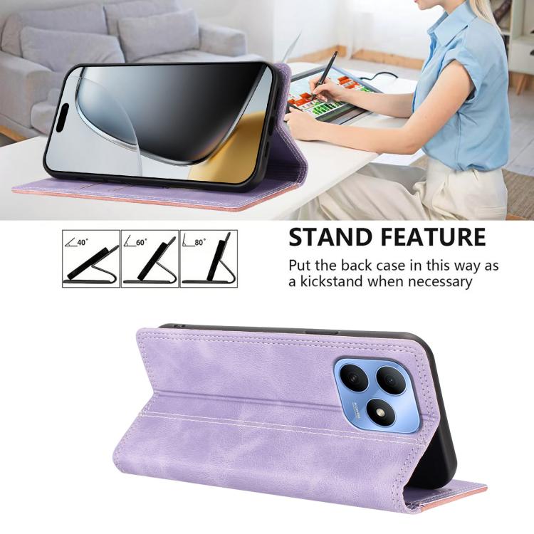 For Huawei Enjoy 80s Skin Feel Two-tone RFID Blocking Vegan Leather Phone Case