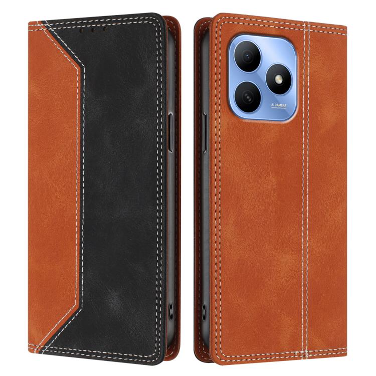 For Huawei Enjoy 80s Skin Feel Two-tone RFID Blocking Vegan Leather Phone Case