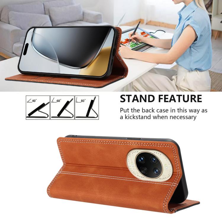 For Huawei nova 14 Skin Feel Two-tone RFID Blocking Vegan Leather Phone Case