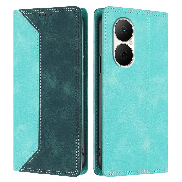 For Huawei Enjoy 80 Skin Feel Two-tone RFID Blocking Vegan Leather Phone Case
