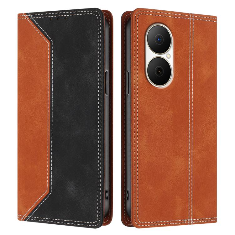 For Huawei Enjoy 80 Skin Feel Two-tone RFID Blocking Vegan Leather Phone Case