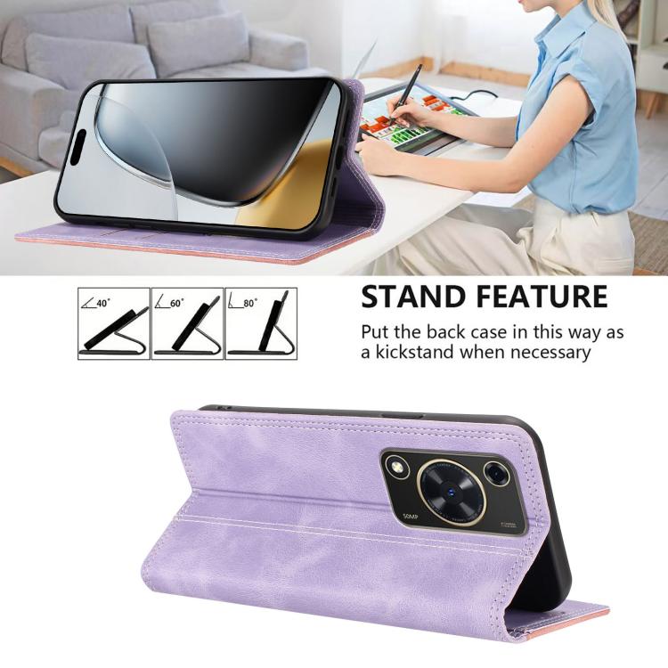 For Huawei Enjoy 70 Skin Feel Two-tone RFID Blocking Vegan Leather Phone Case