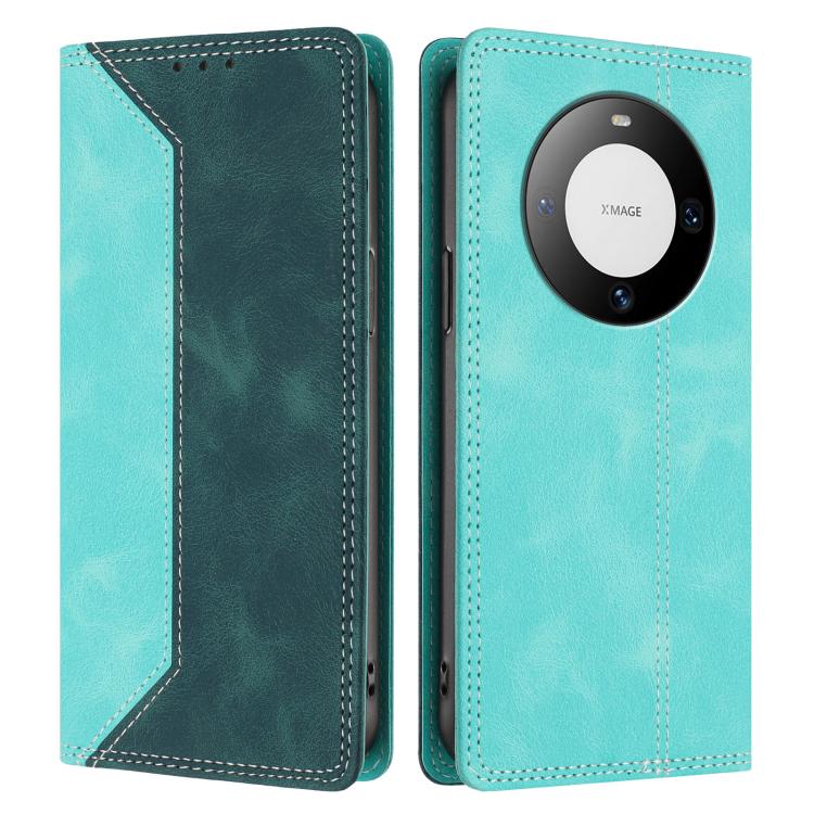 For Huawei Mate 60 Skin Feel Two-tone RFID Blocking Vegan Leather Phone Case