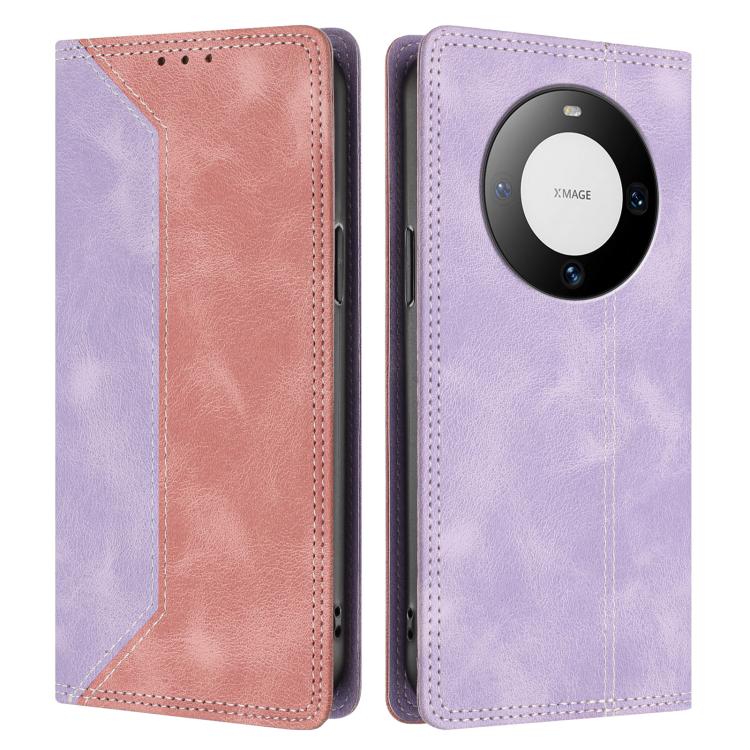 For Huawei Mate 60 Skin Feel Two-tone RFID Blocking Vegan Leather Phone Case