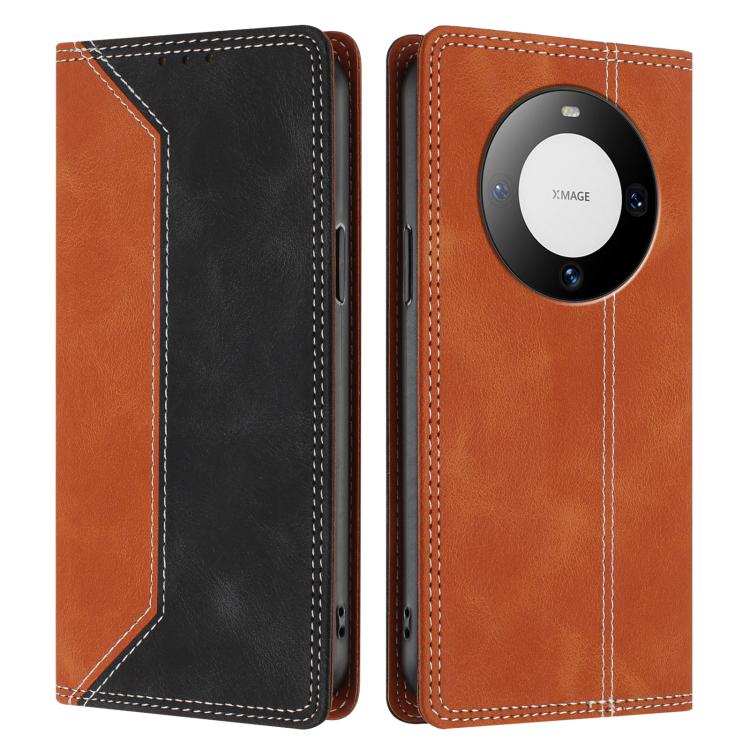 For Huawei Mate 60 Skin Feel Two-tone RFID Blocking Vegan Leather Phone Case