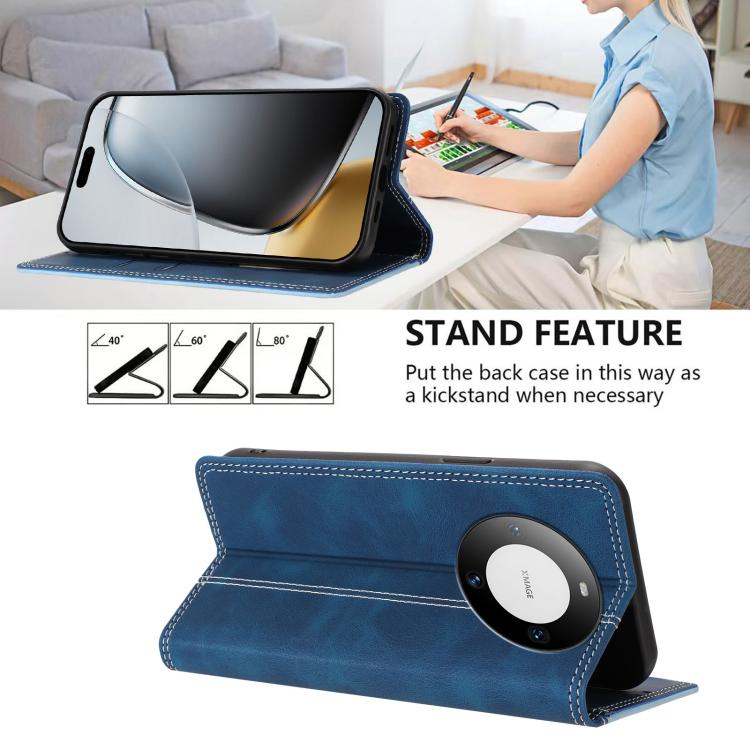For Huawei Mate 60 Pro Skin Feel Two-tone RFID Blocking Vegan Leather Phone Case