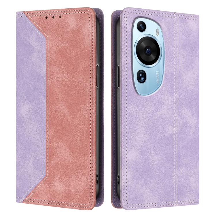 For Huawei P60 Art Skin Feel Two-tone RFID Blocking Vegan Leather Phone Case