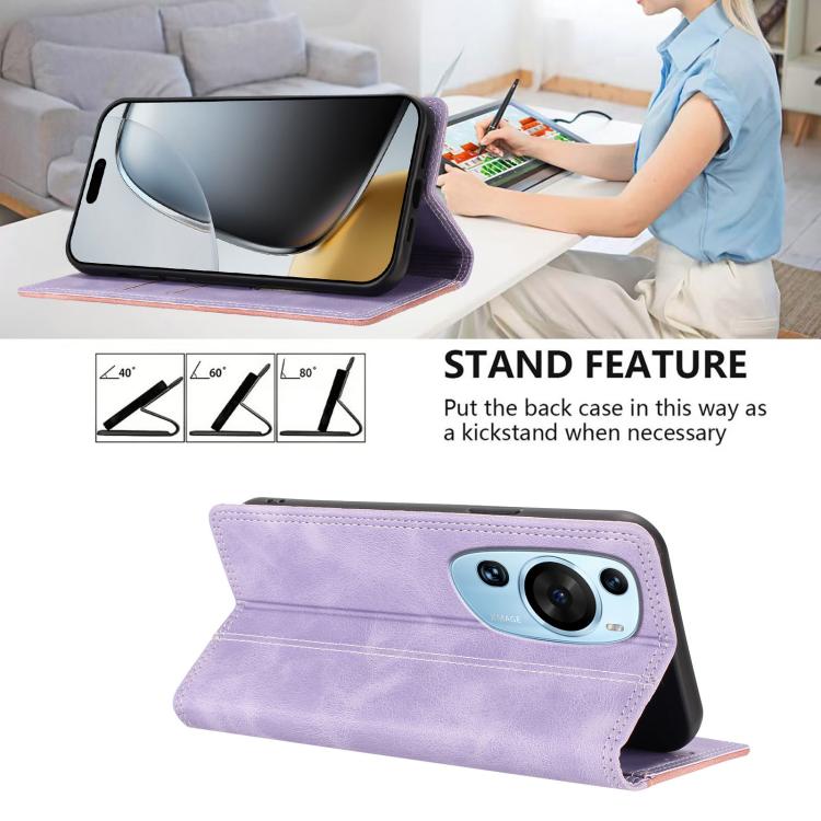 For Huawei P60 Art Skin Feel Two-tone RFID Blocking Vegan Leather Phone Case