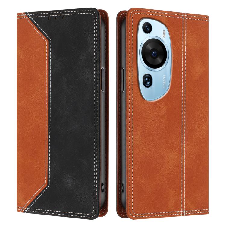 For Huawei P60 Art Skin Feel Two-tone RFID Blocking Vegan Leather Phone Case