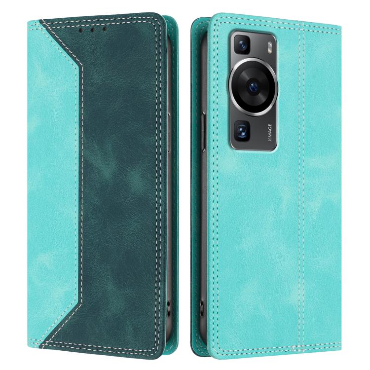 For Huawei P60 / P60 Pro Skin Feel Two-tone RFID Blocking Vegan Leather Phone Case