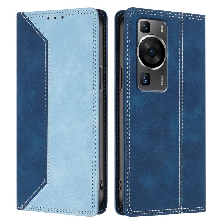 For Huawei P60 / P60 Pro Skin Feel Two-tone RFID Blocking Vegan Leather Phone Case