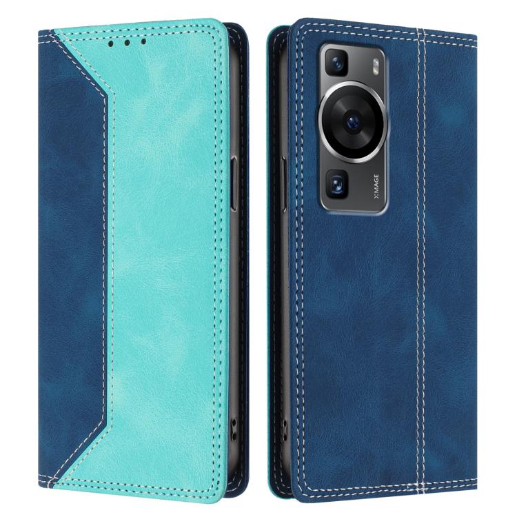 For Huawei P60 / P60 Pro Skin Feel Two-tone RFID Blocking Vegan Leather Phone Case