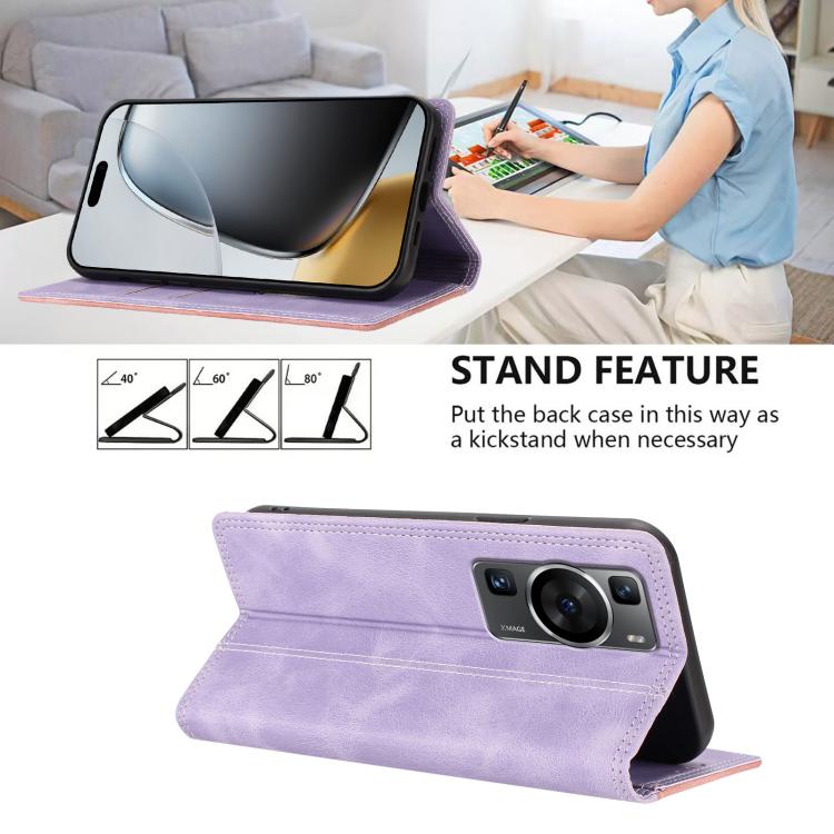 For Huawei P60 / P60 Pro Skin Feel Two-tone RFID Blocking Vegan Leather Phone Case
