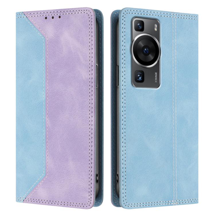 For Huawei P60 / P60 Pro Skin Feel Two-tone RFID Blocking Vegan Leather Phone Case