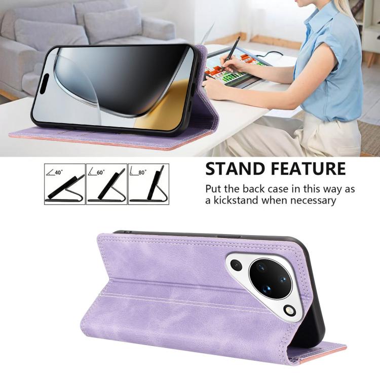 For Huawei Pura 90 Skin Feel Two-tone RFID Blocking Vegan Leather Phone Case