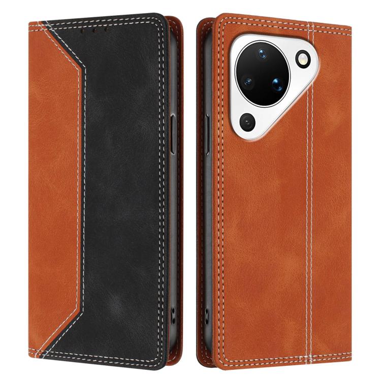 For Huawei Pura 90 Skin Feel Two-tone RFID Blocking Vegan Leather Phone Case