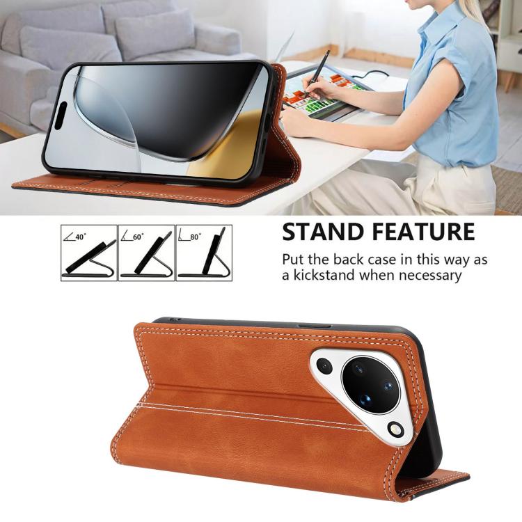 For Huawei Pura 90 Skin Feel Two-tone RFID Blocking Vegan Leather Phone Case