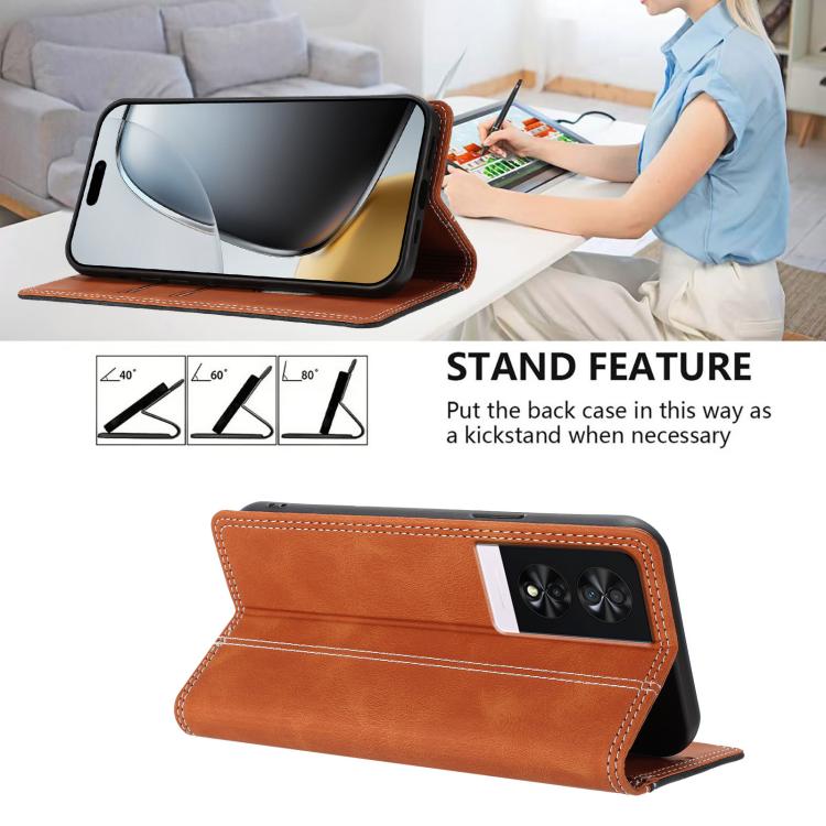 For TCL 40 NXTpaper 4G Skin Feel Two-tone RFID Blocking Vegan Leather Phone Case