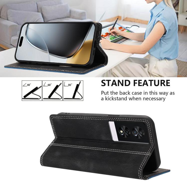 For TCL 40 NXTpaper 4G Skin Feel Two-tone RFID Blocking Vegan Leather Phone Case