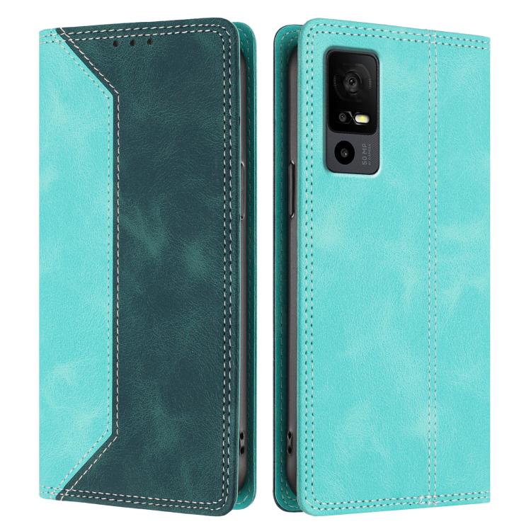 For TCL 40 R 5G Skin Feel Two-tone RFID Blocking Vegan Leather Phone Case