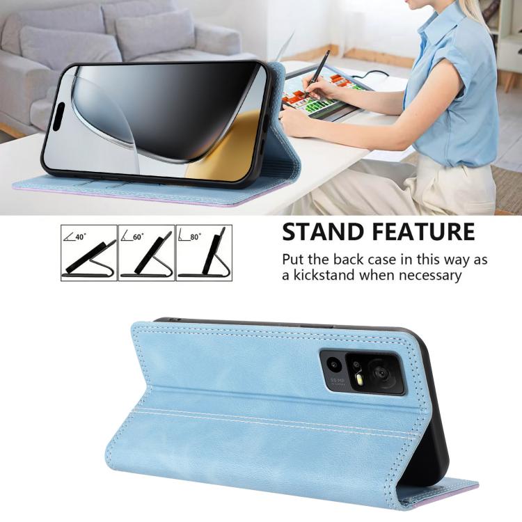 For TCL 40 R 5G Skin Feel Two-tone RFID Blocking Vegan Leather Phone Case