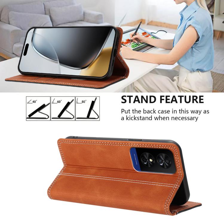 For TCL 50 5G Skin Feel Two-tone RFID Blocking Vegan Leather Phone Case