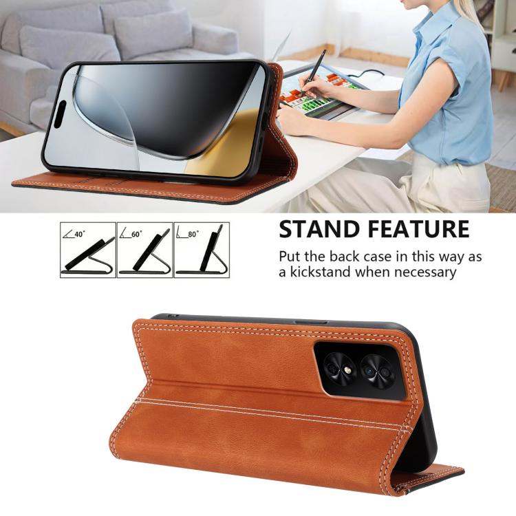 For TCL 50 SE Skin Feel Two-tone RFID Blocking Vegan Leather Phone Case