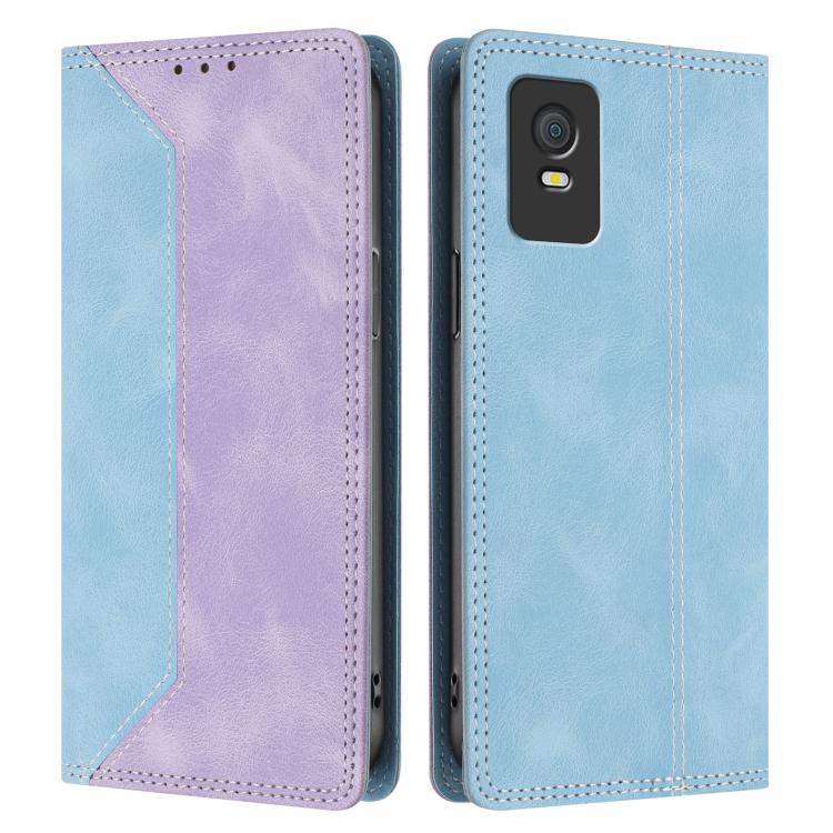 For TCL 403 Skin Feel Two-tone RFID Blocking Vegan Leather Phone Case