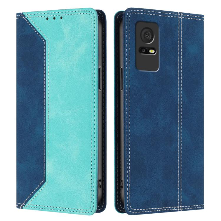 For TCL 408 Skin Feel Two-tone RFID Blocking Vegan Leather Phone Case