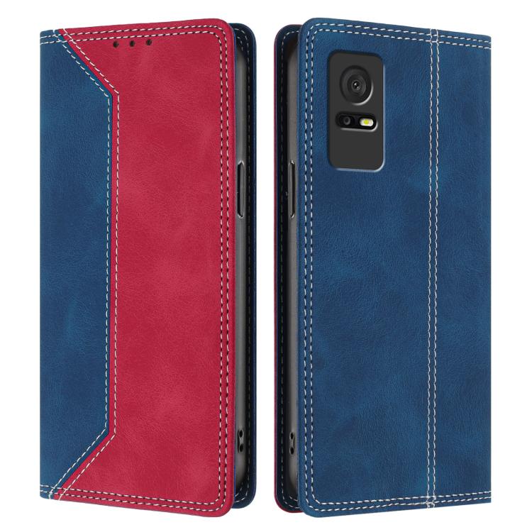 For TCL 408 Skin Feel Two-tone RFID Blocking Vegan Leather Phone Case