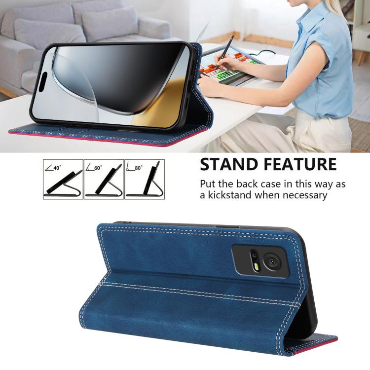 For TCL 408 Skin Feel Two-tone RFID Blocking Vegan Leather Phone Case