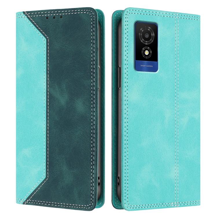 For TCL 501 Skin Feel Two-tone RFID Blocking Vegan Leather Phone Case