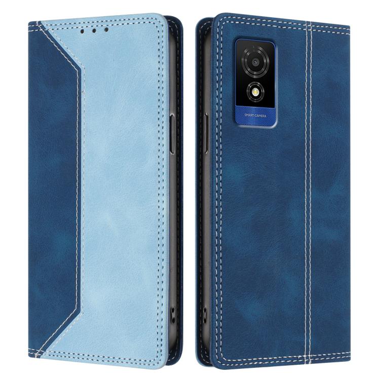 For TCL 501 Skin Feel Two-tone RFID Blocking Vegan Leather Phone Case