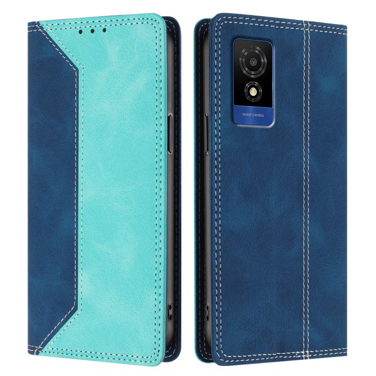 For TCL 501 Skin Feel Two-tone RFID Blocking Vegan Leather Phone Case
