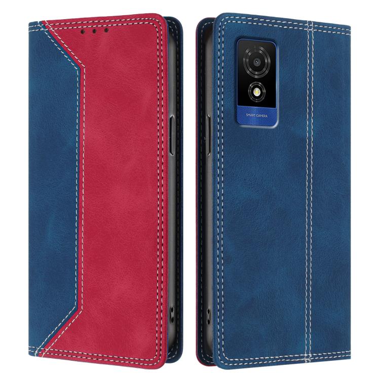 For TCL 501 Skin Feel Two-tone RFID Blocking Vegan Leather Phone Case