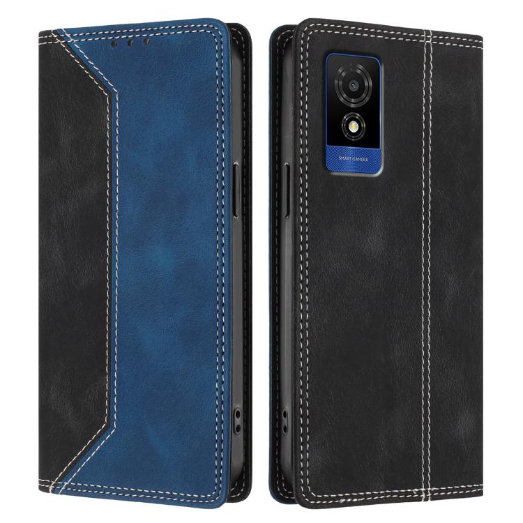 For TCL 501 Skin Feel Two-tone RFID Blocking Vegan Leather Phone Case