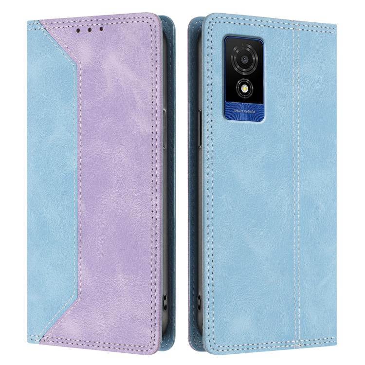 For TCL 501 Skin Feel Two-tone RFID Blocking Vegan Leather Phone Case