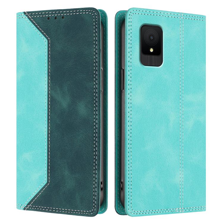 For TCL 502 Skin Feel Two-tone RFID Blocking Vegan Leather Phone Case