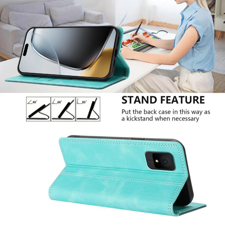 For TCL 502 Skin Feel Two-tone RFID Blocking Vegan Leather Phone Case
