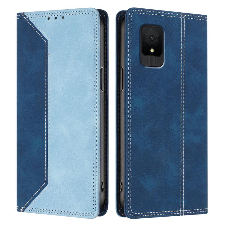 For TCL 502 Skin Feel Two-tone RFID Blocking Vegan Leather Phone Case